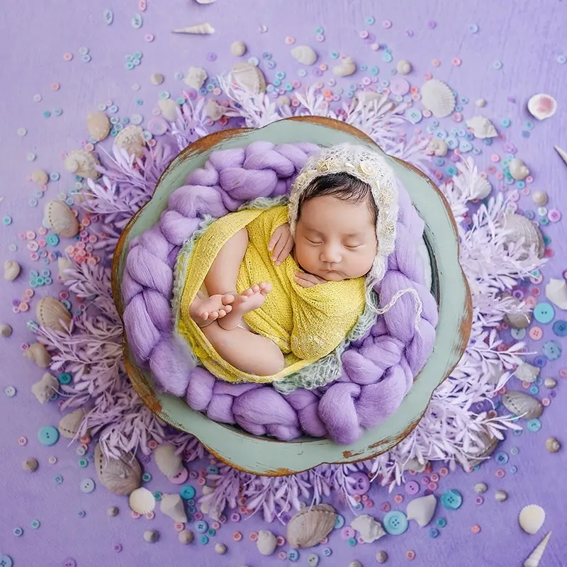 Wooden Round Posing Plate (Vintage) - Newborn Photography Props - Image 2